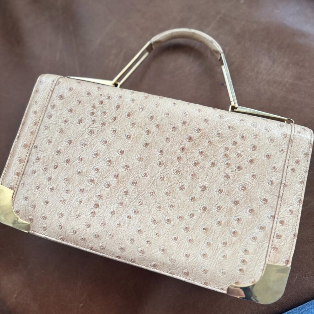Vintage Authentic Ostrich top handle handbag - Picture 4 of 13